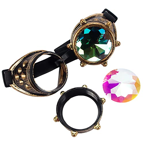 Spiked Kaleidoscope Rainbow Crystal Rave Goggles
