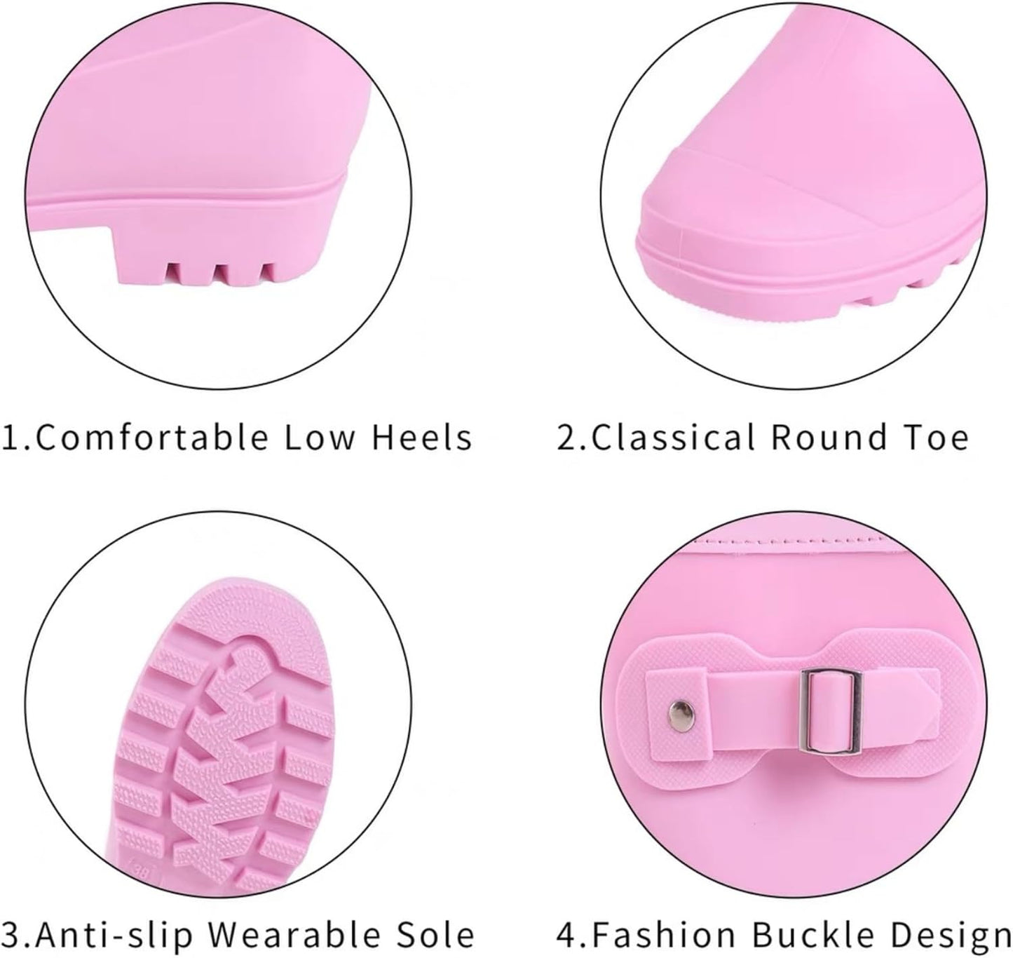 Women's Mid Calf Rain Boots Waterproof Fashion Shoes