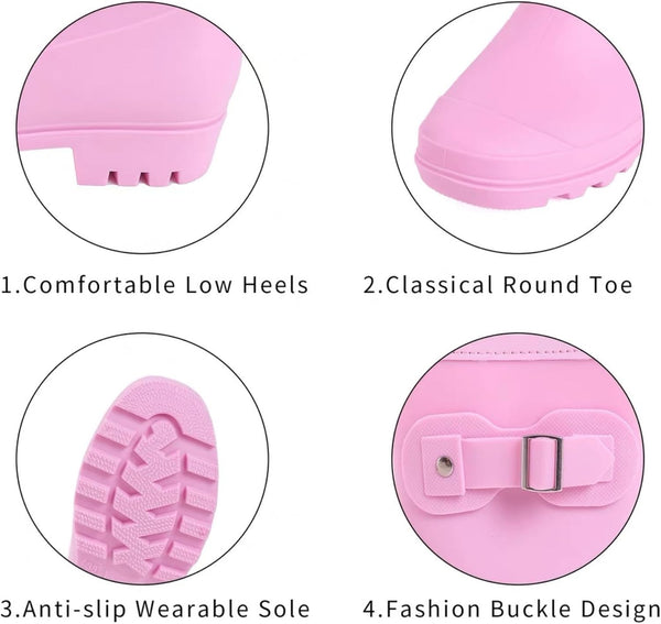 Women's Mid Calf Rain Boots Waterproof Fashion Shoes