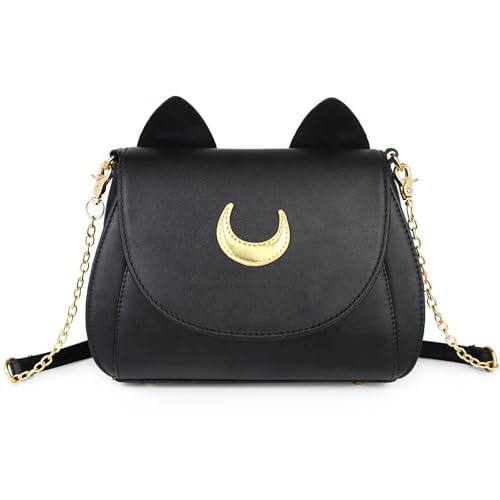Women's Moon PU Leather Gothic Crossbody Cat Handbag — Black Shoulder Bag Secondary image