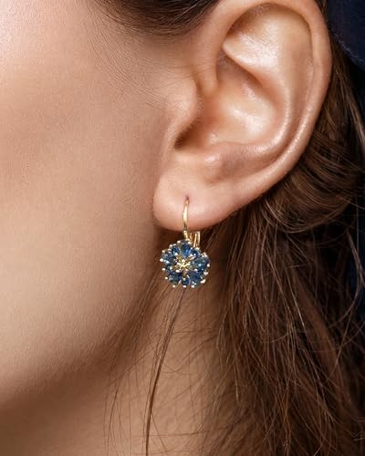 Vintage 14K Gold Plated Flower Birthstone Earrings