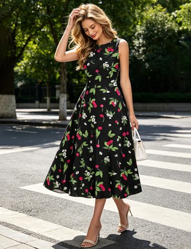 Simple Flavor Women's Vintage 1950s Cocktail Midi Dress