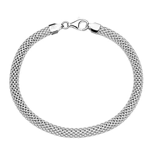 Miabella Italian 925 Sterling Silver 5mm Mesh Bracelet for Women