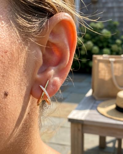 Gold Earrings for Women Trendy,14K Gold Stud Earrings Dainty Earrings Simple Minimalist Cubic Zirconia Diamond Gold Earrings Hypoallergenic Earring Secondary image