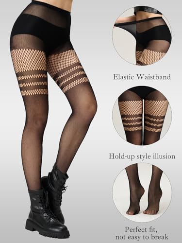 Fishnet Faux Thigh-High Tights