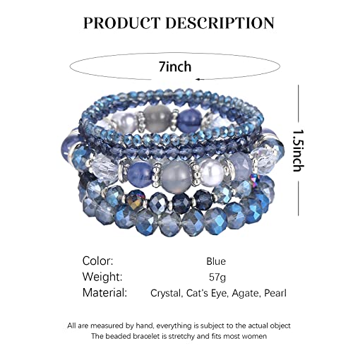 Noessla Beaded Boho Stretch Bracelet Colorful Stackable Crystal Beads Bracelets Trendy Costume Jewelry Mothers Day Gifts for Women