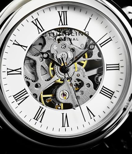 Stainless-Steel Skeleton Pocket Watch