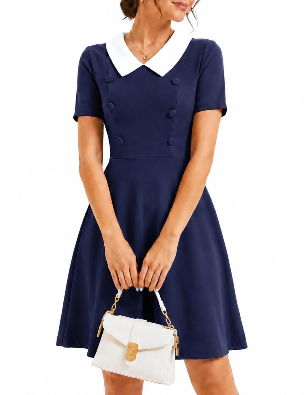 1950s Vintage A-Line Dress with Peter Pan Collar