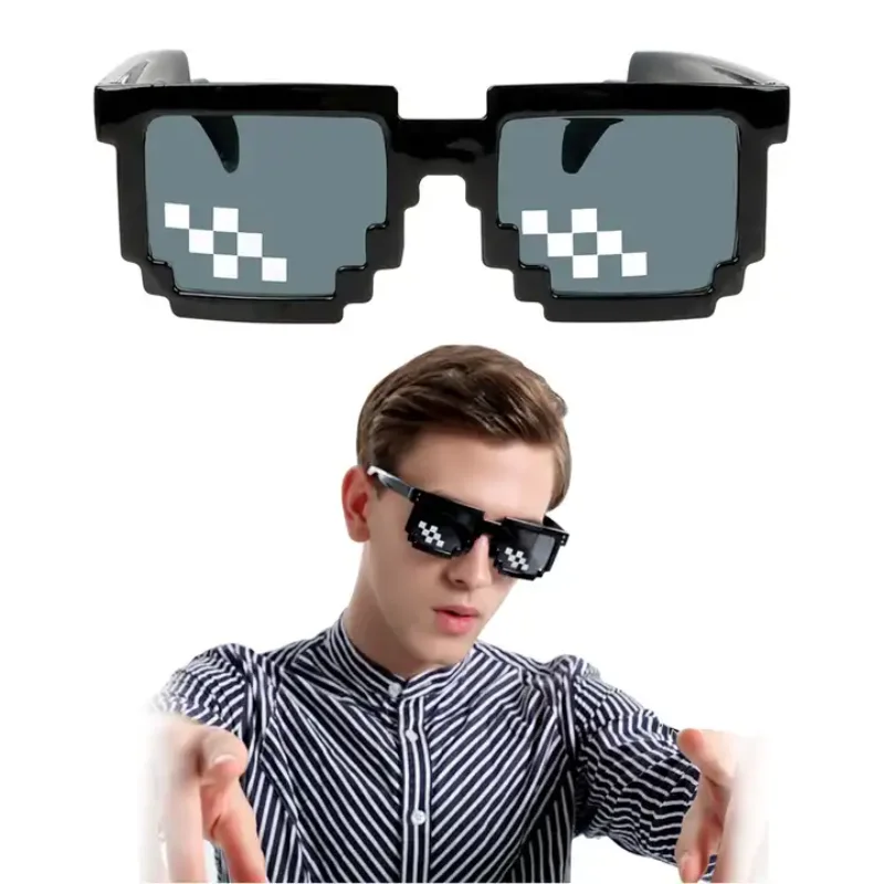 Pixelated Mosaic Party Sunglasses – Retro Novelty