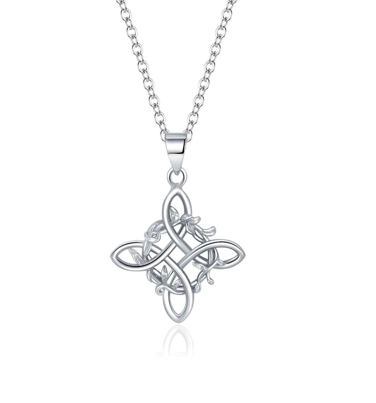 Witches Knot Necklace Nudo De Bruja Pendant Original Tetragrammaton Amuleto de Proteccion 925 Sterling Silver Wicca Moon Irish Celtic Jewelry for Women
