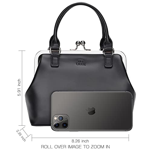 Vintage PU Leather Kiss-Lock Clutch Handbag