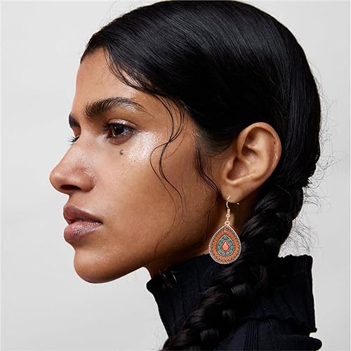 Handmade Boho Enamel Teardrop Dangle Earrings