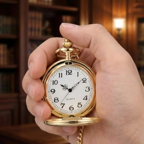 Smooth Vintage Pocket Watch with Chain