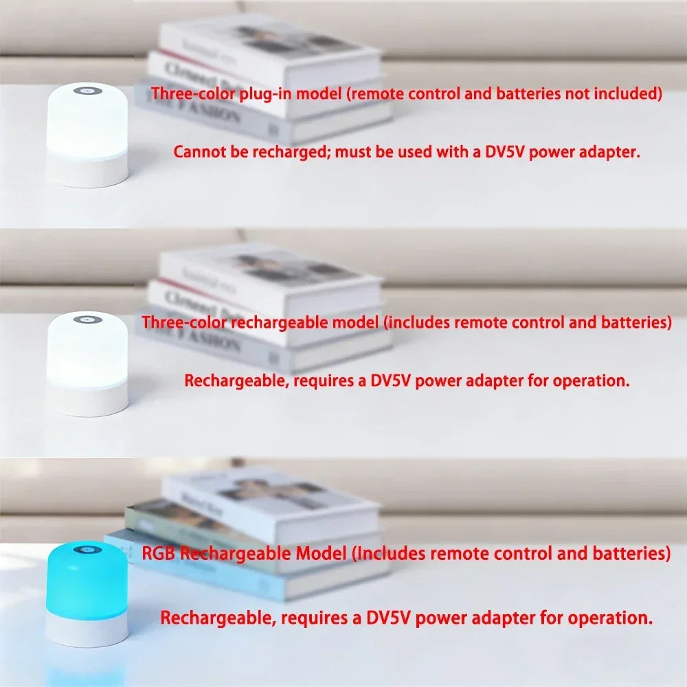 LED Night Light Dimmable Rechargeable/plug-in Desktop Bedroom Bedside Lighting Decorative Touchsc...