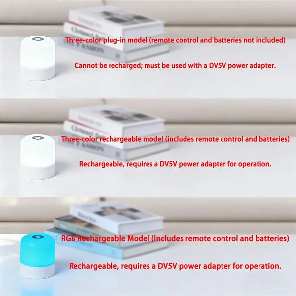 LED Night Light Dimmable Rechargeable/plug-in Desktop Bedroom Bedside Lighting Decorative Touchsc...