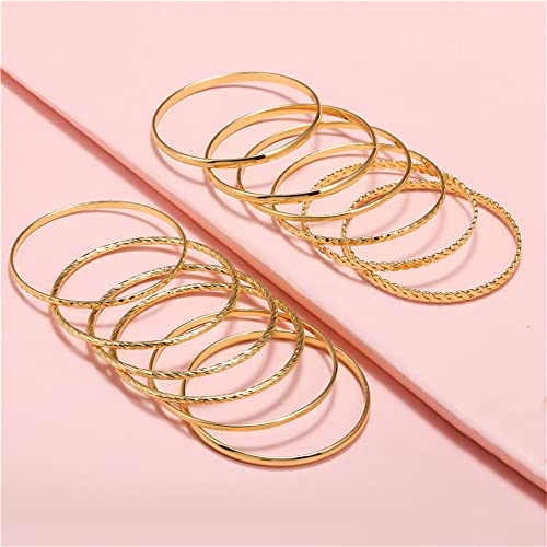 16Pcs Gold Bangle Bracelets for Women - Multi Layer Stackable Textured Bracelets Boho Jewelrys Set.