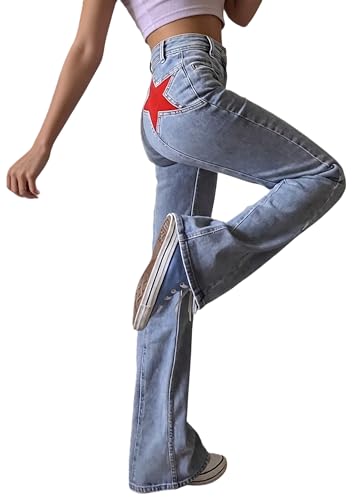 Jeans For Women's Jeans With Star Patches, Vintage Y2k Denim Main image