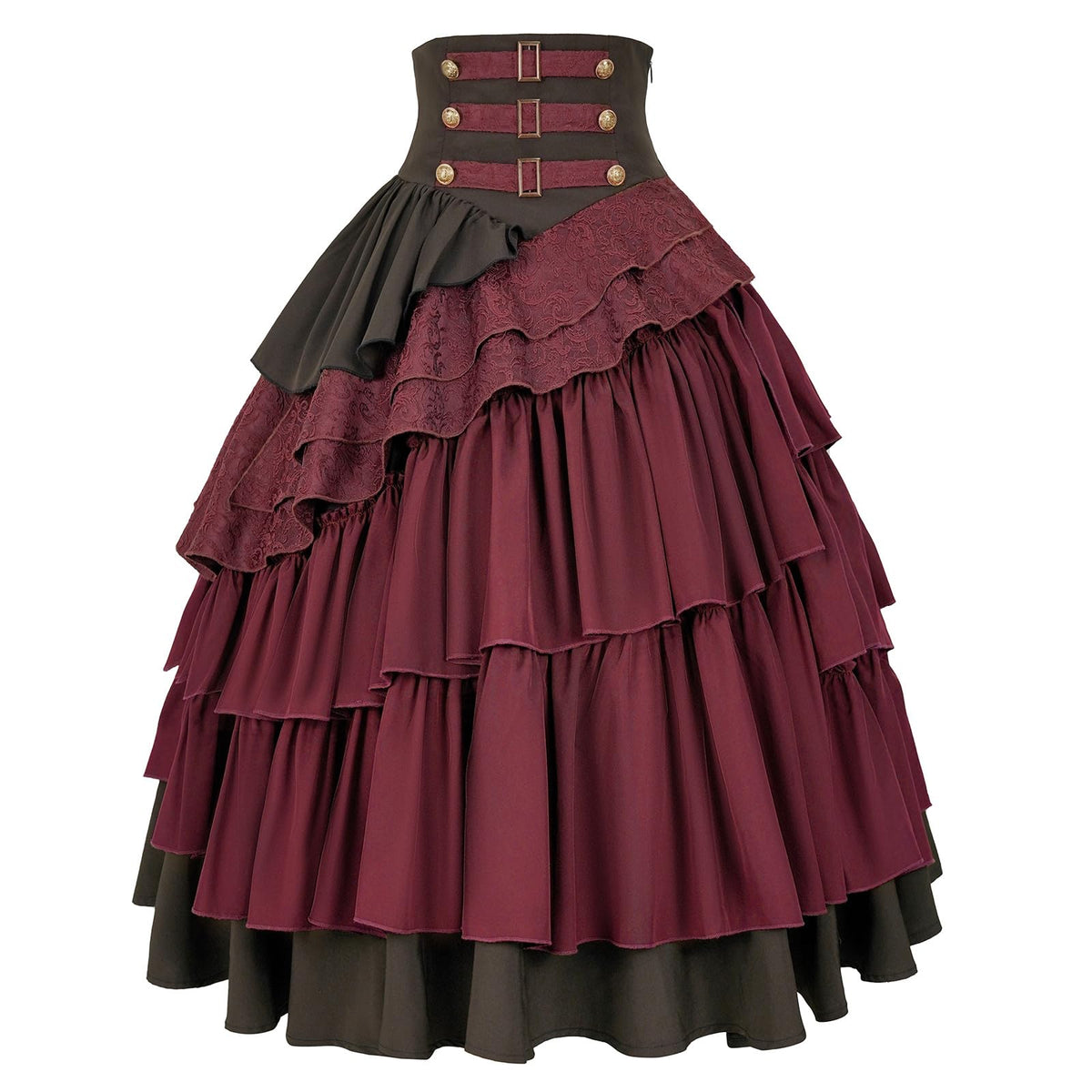 Women's Steampunk Skirt Gothic High Waisted Ruffle Pirate Skirt