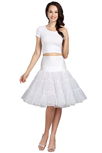 WOWBRIDAL Women's Vintage 50s Rockabilly Petticoat 25.59" Length Tutu Underskirt