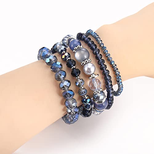 Noessla Beaded Boho Stretch Bracelet Colorful Stackable Crystal Beads Bracelets Trendy Costume Jewelry Mothers Day Gifts for Women