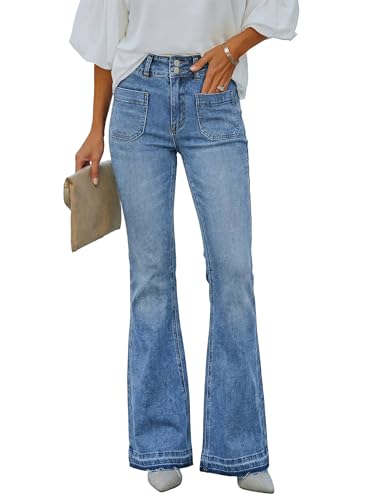 Flare Jeans For Women Frayed Hems Bell Bottom Jeans Mid High Waisted Main image