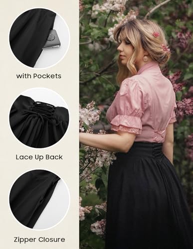 Scarlet Darkness Women Renaissance Maxi Skirt Victorian Flowy Long Skirts