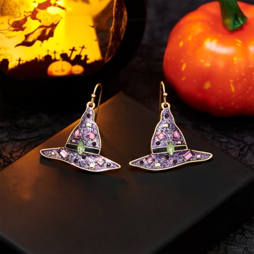 Halloween Earrings for Women Witch Hat Pumpkin Ghost Maple Skull Spider Earrings Holiday Festive Jewelry Present