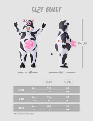 Spooktacular Creations Inflatable Cow Costume, Blow up Cow Costume for Adults, Cow Inflatable Suit for Halloween Parties