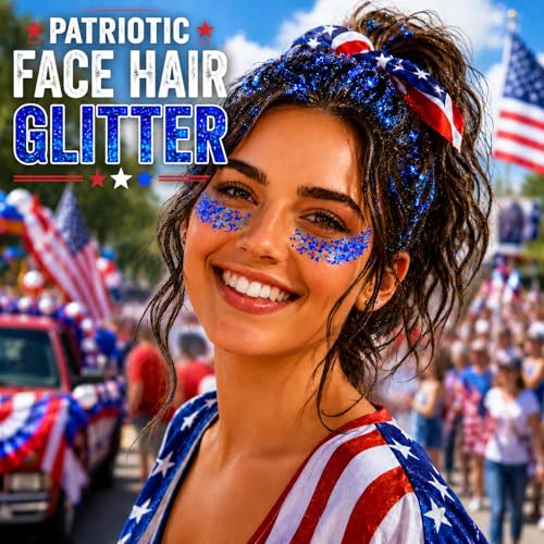 Blue Hair Glitter Stick,Royal Blue Face Glitter Stick,Blue School Spirit Day Accessories,Waterproof Singer Concert Halloween Chunky Sequins Makeup,Cheer Glitter for Football Sports Game Day