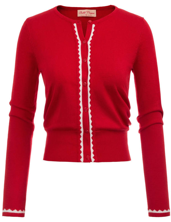 Women's Color Block Cropped Knit Cardigan