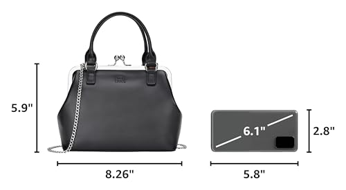 Vintage PU Leather Kiss-Lock Clutch Handbag