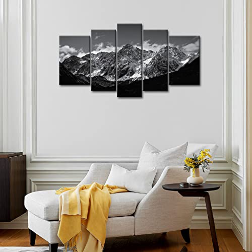 5-Piece Black & White Mountain Canvas Wall Art
