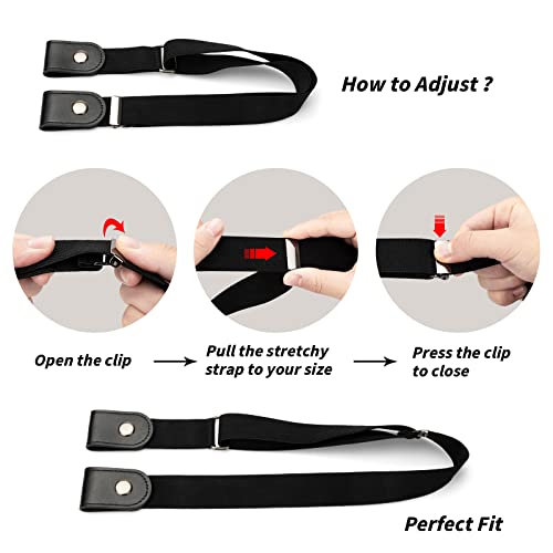 No Buckle Stretch Belt For Women Men, Elastic Invisible For Jeans