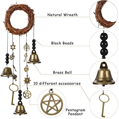 Jetec 2 Pcs Witch Bells for Door Witchy Decor Witchcraft Supply, Novel