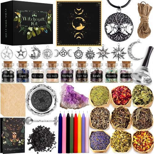 LAVEVE Witchcraft Supplies Kit for Spells, 56 PCS Beginner Witch Box