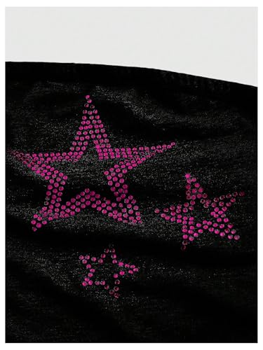 WDIRARA Women's Star Rhinestone Strapless Crop Tube Bandeau Top