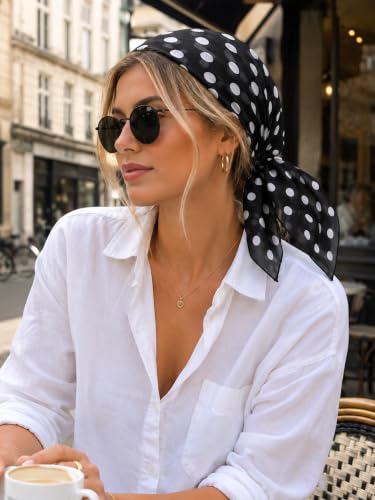 MissShorthair 50s Chiffon Scarf Sheer Square Neck Head Scarf for Women