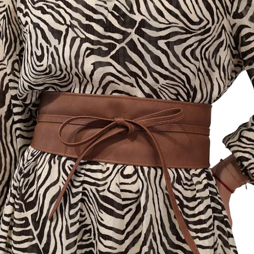 Woman Leatherette Waisband Obi Belt, Mica