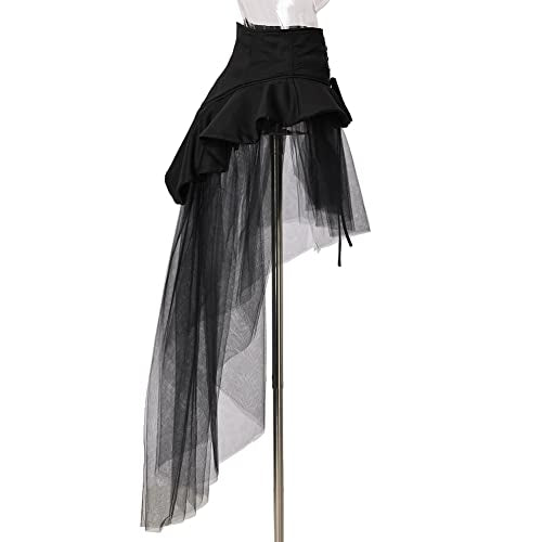 BPURB Women's Gothic Steampunk Bustle Skirt Ruffle Overskirt Pirate Costume