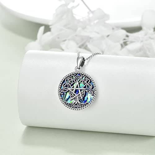 Sterling Silver Pentagram Necklace Triple Moon