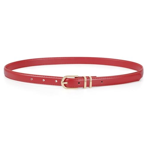Womens Skinny Leather Belt Ladies Thin Faux Leather Belt With
