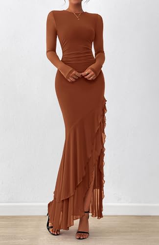 BTFBM Women's Maxi Dresses Fall 2026 Long Sleeve Wedding Guest Dress