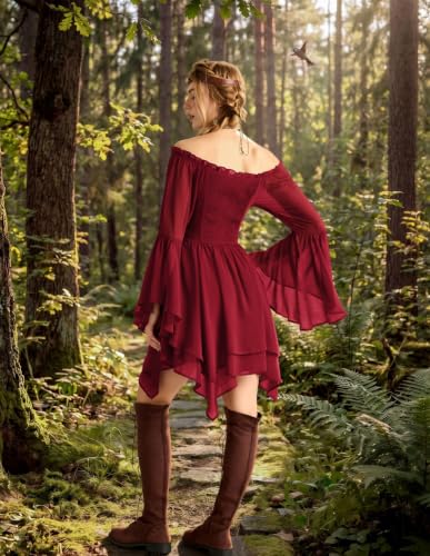 Scarlet Darkness Renaissance Costume Women Chiffon Corset Pirate Mini Dress