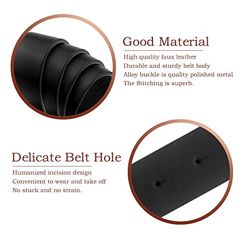 Women's Pu Leather Belt Double O Ring Soft Faux Leather Waist Belt