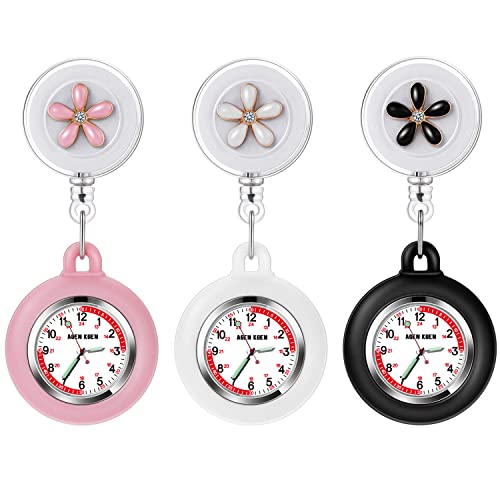 3X Retractable Nurse Watch for Nurses Doctors, Clip-on Hanging Lapel N Main image