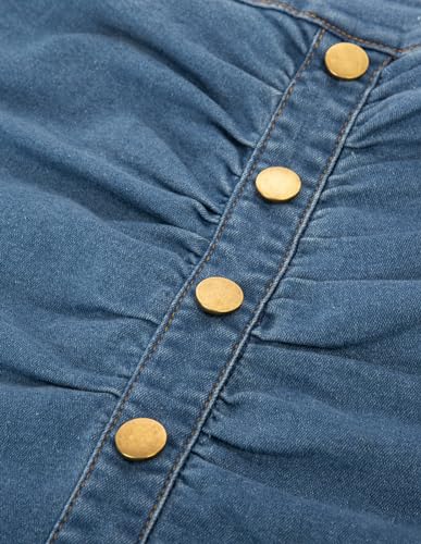 Belle Poque Denim Pencil Skirt for Women Ruched Bodycon Jeans Skirt with Belt High Waisted Pencil Skirts