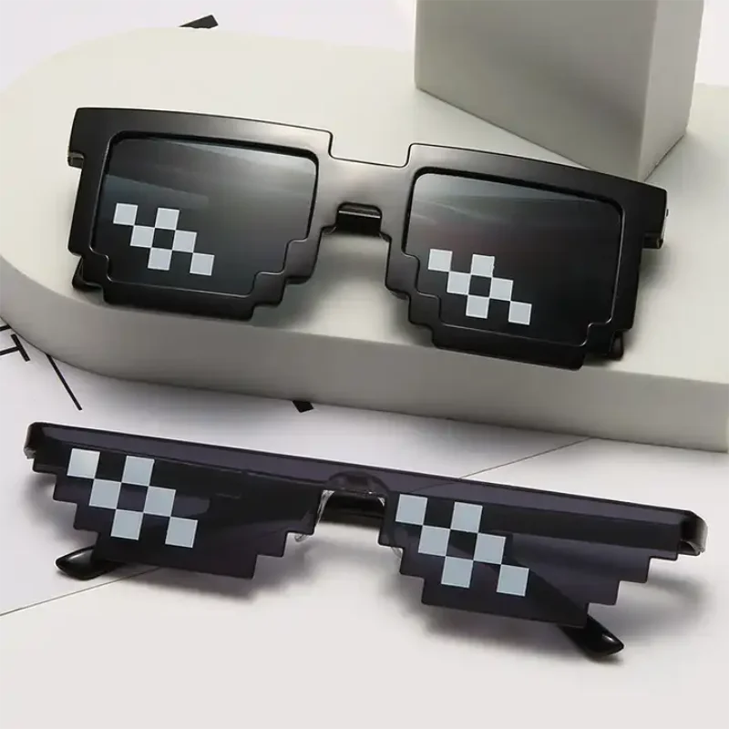 Pixelated Mosaic Party Sunglasses – Retro Novelty Secondary image