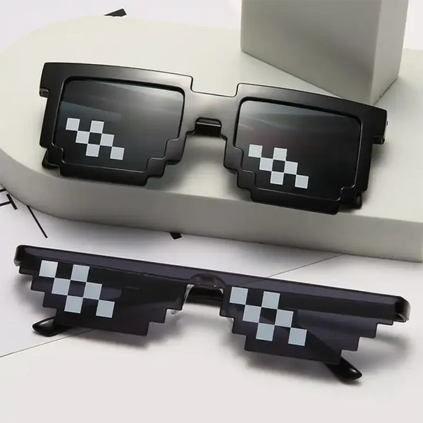 Pixelated Mosaic Party Sunglasses – Retro Novelty