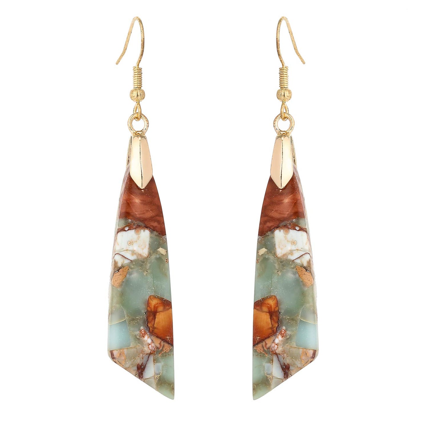 Natural Stone Long Drop Boho Earrings