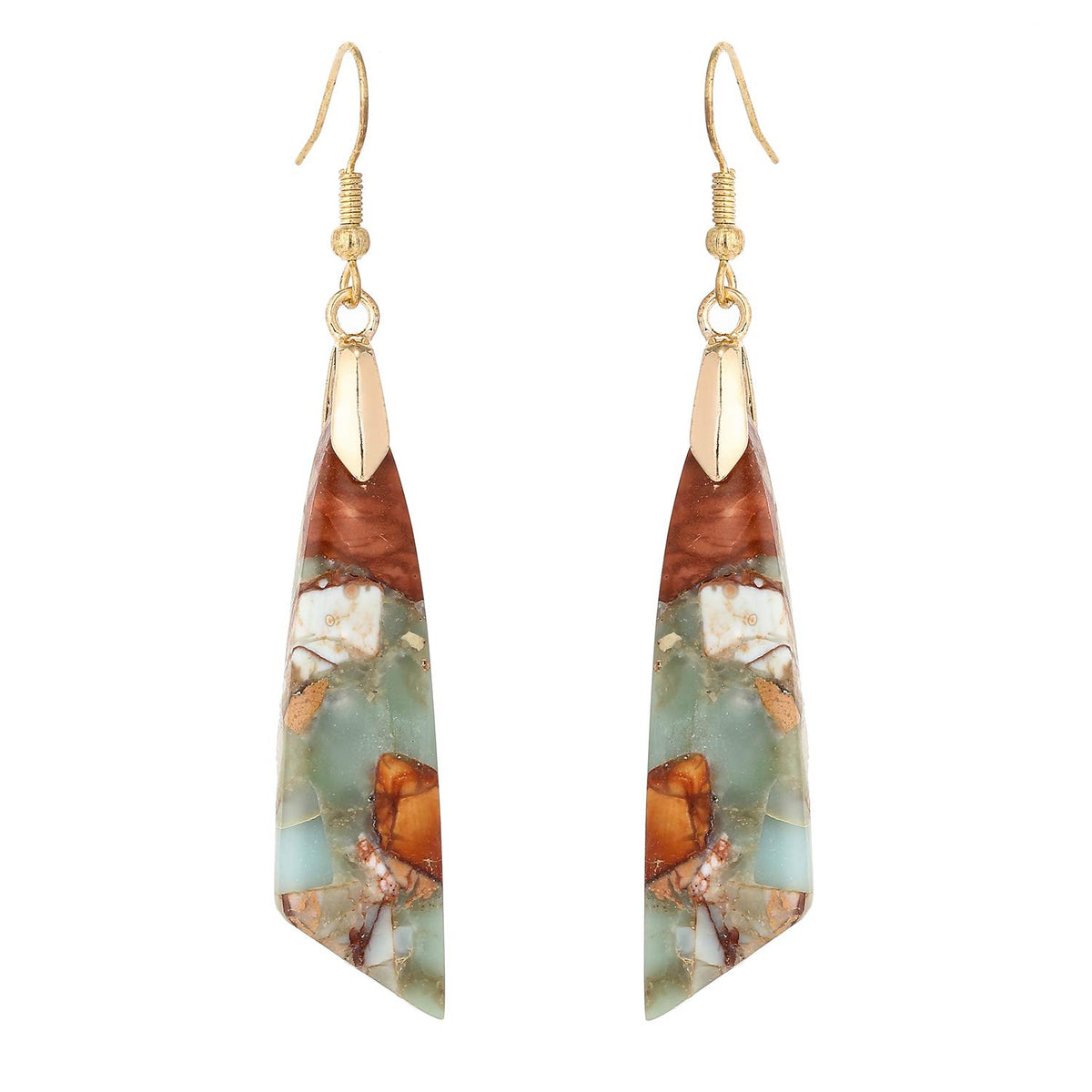 Natural Stone Long Drop Boho Earrings